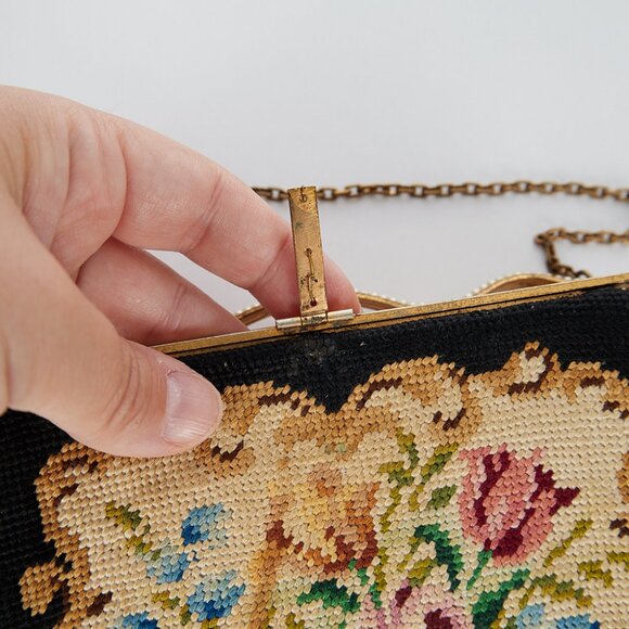 Vintage Petit Point Tapestry Evening Bag with Chain Strap - Picture 6 of 9